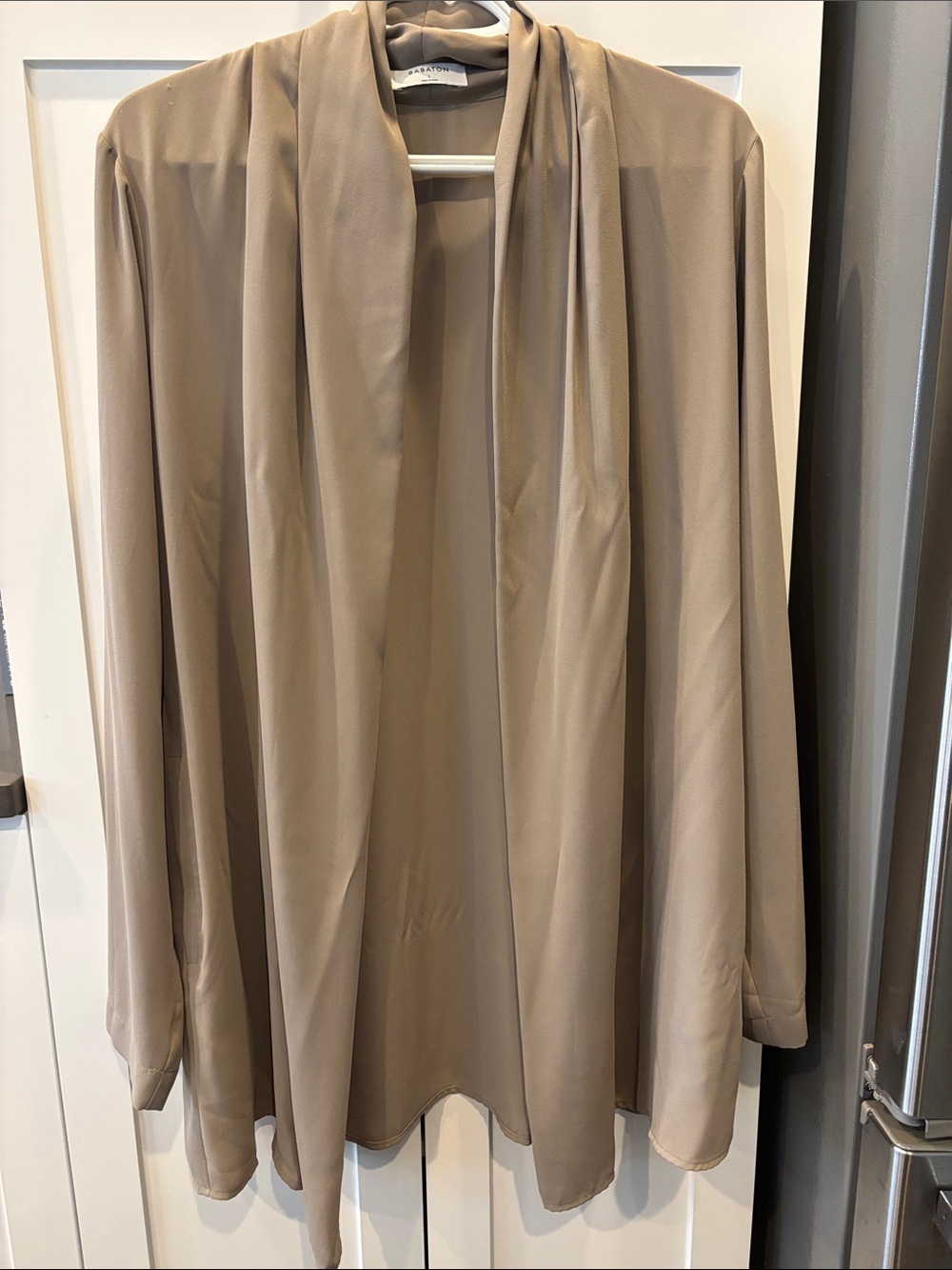 Babaton Taupe Open-Front Draped Blazer Jacket